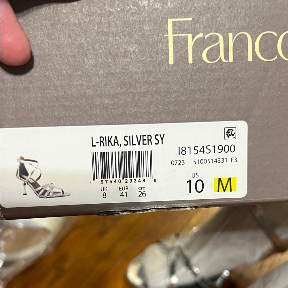 Franco Sarto Shiny Silver Strappy Heels - Picture 2 of 5